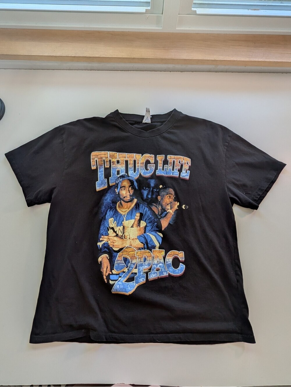 Streetwear Society Tupac 2Pac Thug Life Graphic Tee  Men's L  Black Rap T-Shirt